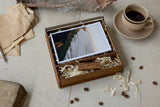 4 x 6 organic glass hinged photo box + compartment