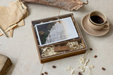 4 x 6 organic glass hinged photo box + compartment