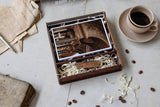 4 x 6 organic glass hinged photo box + compartment
