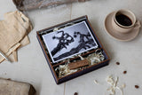 4 x 6 organic glass hinged photo box + compartment
