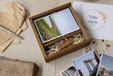 4 x 6 white glass sliding lid photo box + compartment