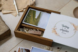 4 x 6 white glass sliding lid photo box + compartment