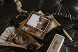 4 x 6 organic glass hinged photo box + compartment