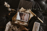 4 x 6 organic glass hinged photo box + compartment