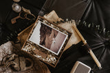 4 x 6 organic glass hinged photo box + compartment