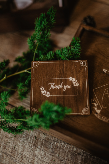 Wooden Thank You cards