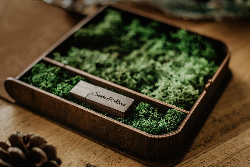 Natural green moss filling for all types of photo boxes