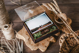 4 x 6 organic glass hinged photo box + compartment