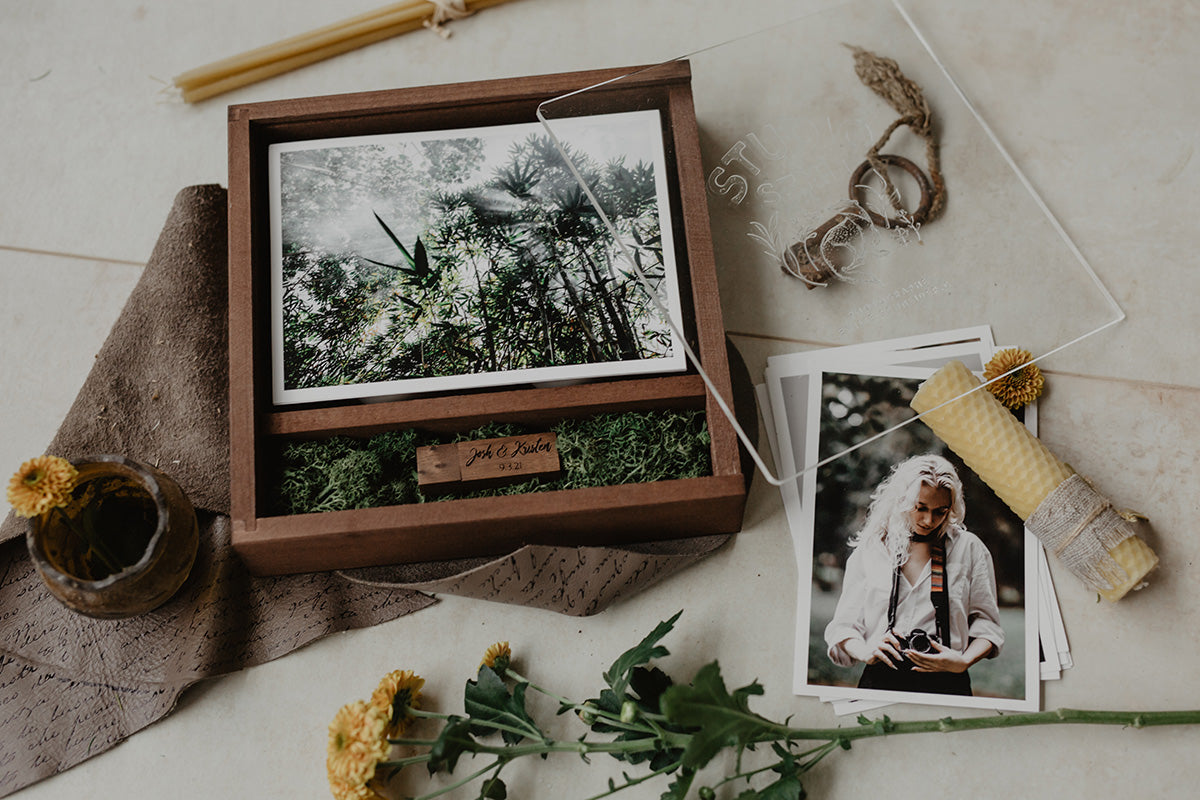 5 x 7 glass sliding lid photo box + compartment – Photo Pandora